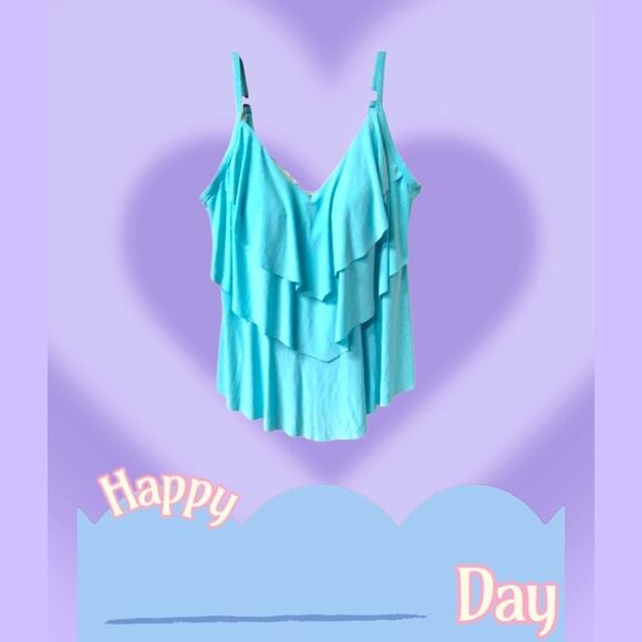 AQUA GREEN Women's Teal Tankini Swim Top. - Picture 1 of 8